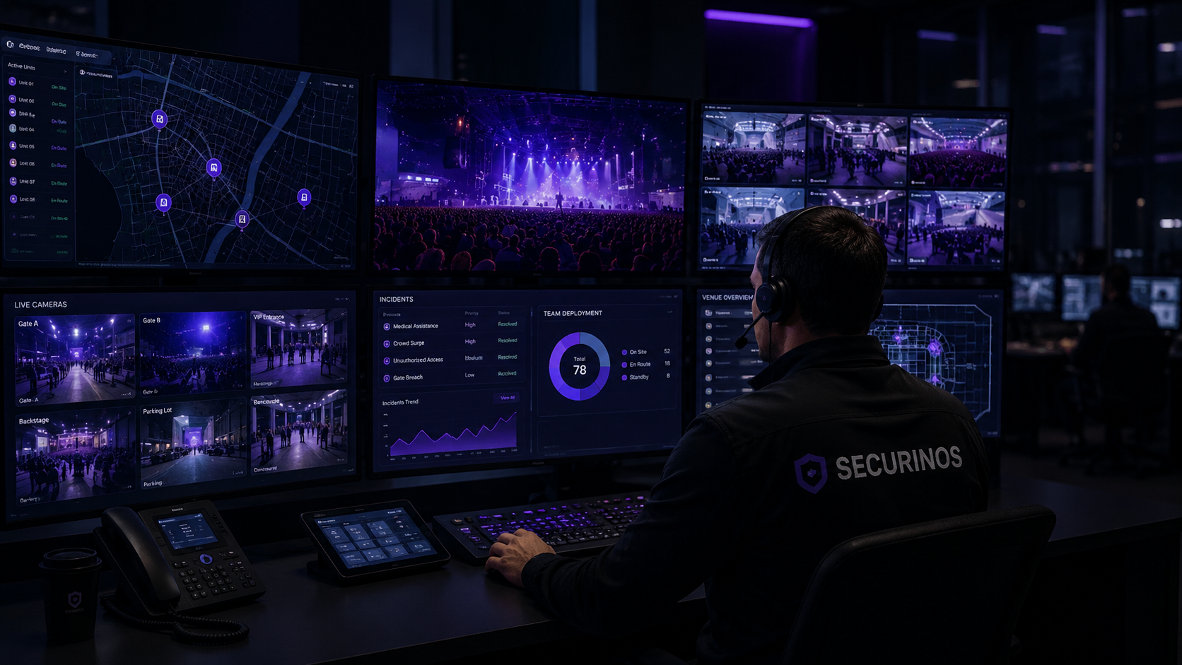 Securinos event command center monitoring concert security operations