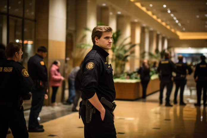 Hotel patrol team member using the Securinos mobile app while on duty