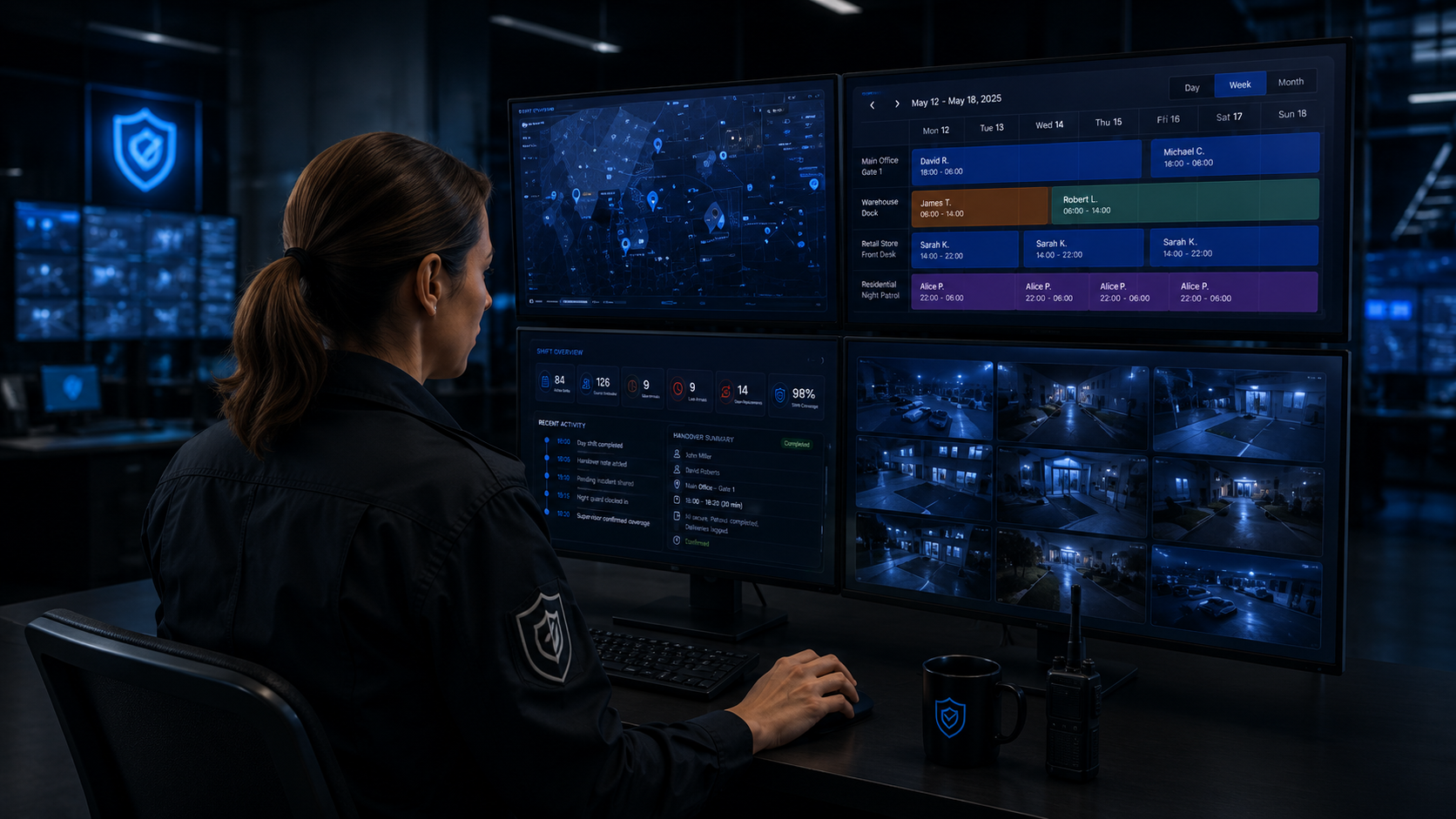 Supervisor reviewing shift coverage and attendance screens