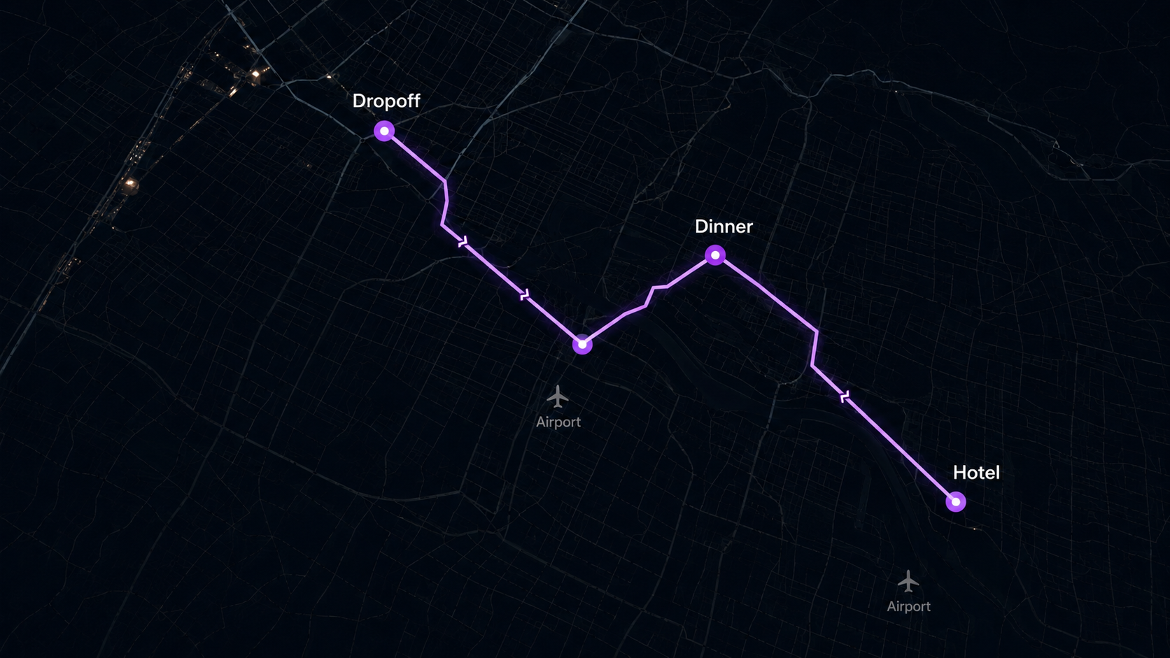 Live VIP movement route map with checkpoints and secure destination tracking